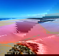 Pink Lake Aerial Flyover from Geraldton - New South Wales Tourism 